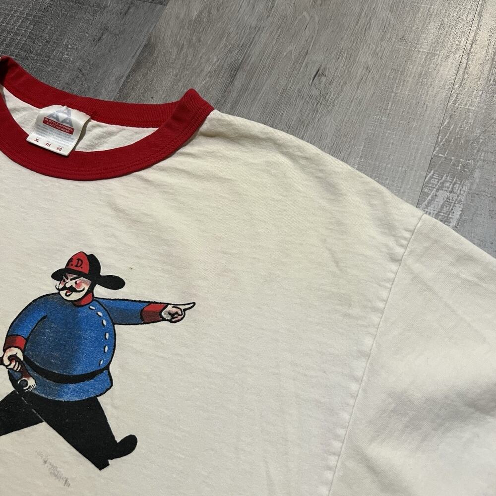 VTG Curious George Ringer T Shirt "Naughty Little Monkey" 1990s Parody Comedy TV - Picture 4 of 6